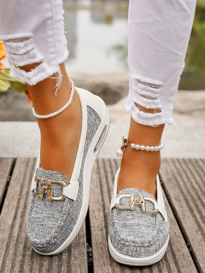 Ladies' comfortable flat buckle loafers, elegant everyday shoes & versatile casual flats.