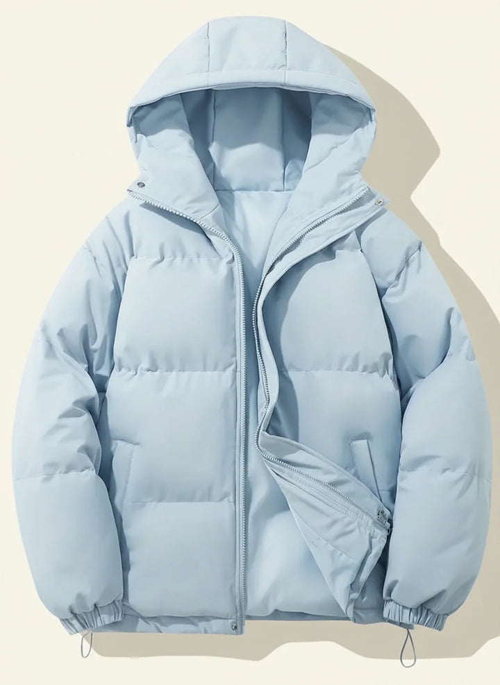 Comfortable women's insulated puffer jacket, a stylish quilted winter coat designed for warmth.
