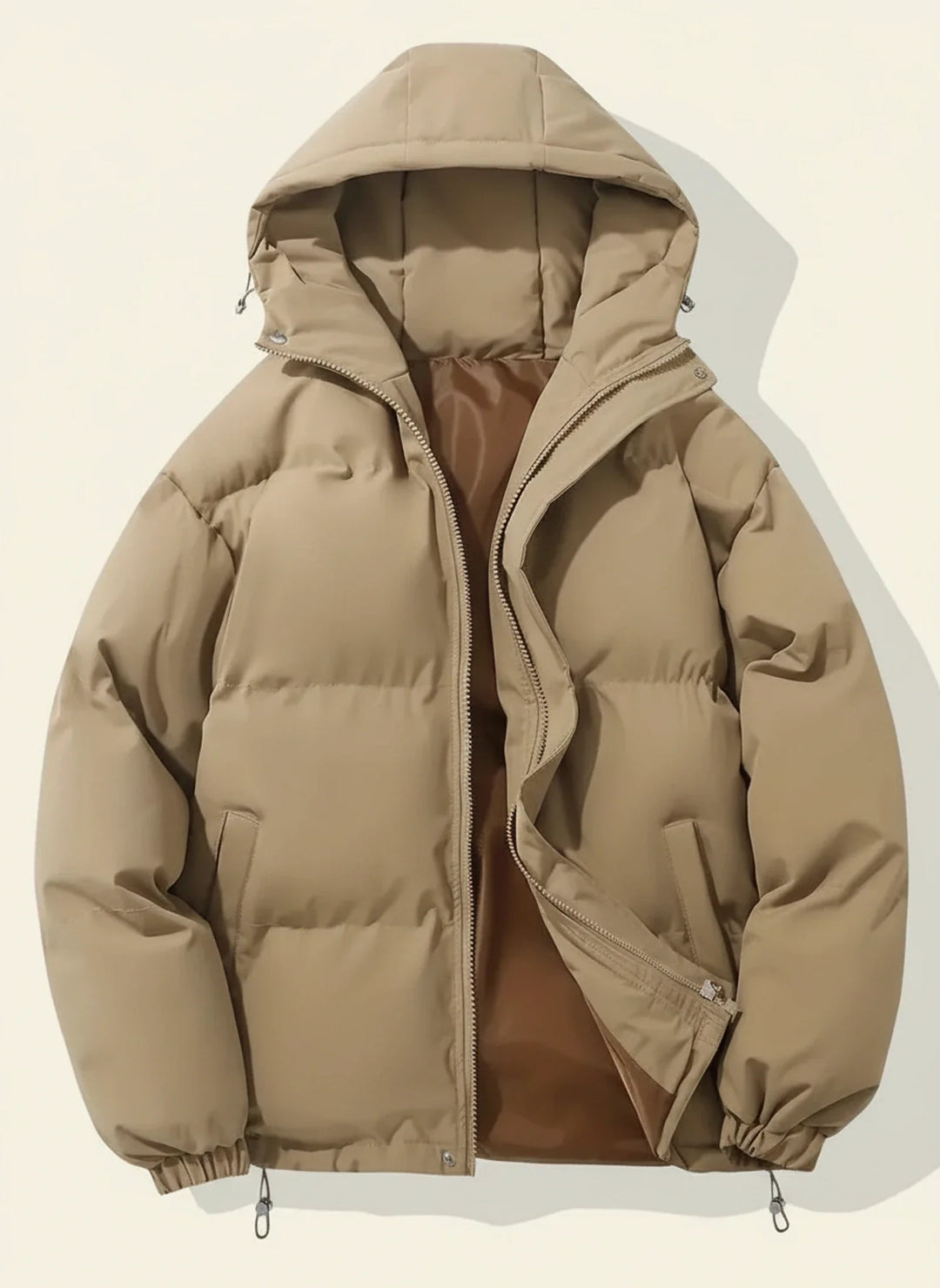 Elegant quilted women's puffer jacket, a super warm and stylish winter coat perfect for ladies.