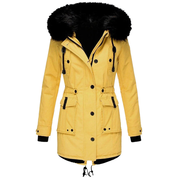 Essential women's hooded winter coat, a stylish & warm jacket for cold weather.
