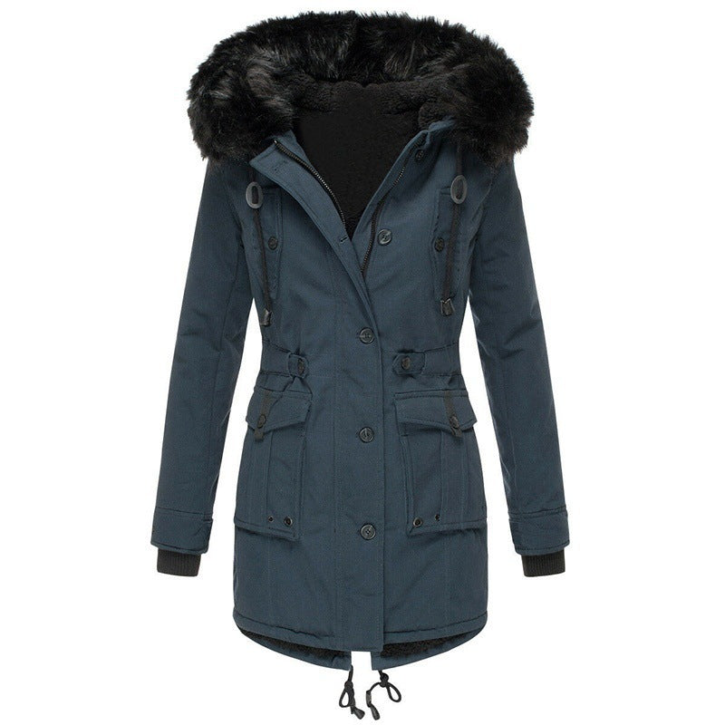 Comfortable & stylish women's hooded winter jacket, keeping you warm in cold weather.