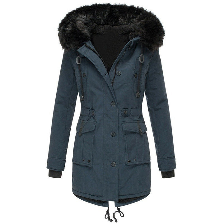Comfortable & stylish women's hooded winter jacket, keeping you warm in cold weather.