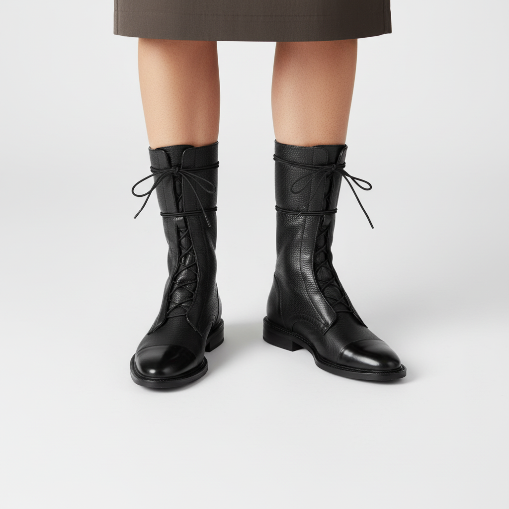 Christine women's stylish high lace-up boots, perfect for a chic autumn/winter look, offering comfort & support.