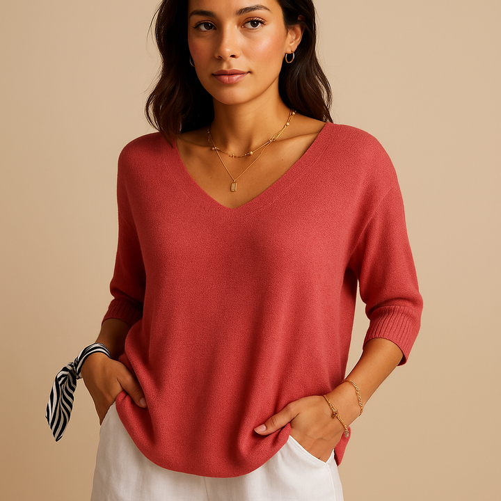 Modern women's loose fit top, both chic and comfortable. A versatile blouse for effortless style and everyday wear.