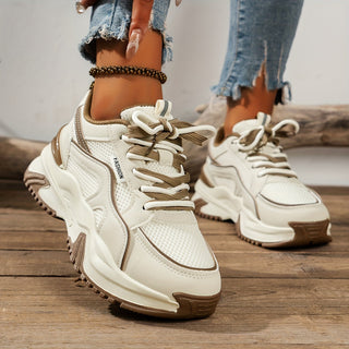 Trendy women's platform sneakers with a substantial thick sole, offering both height and all-day comfort.