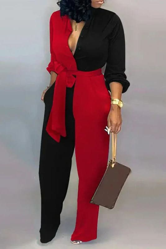 Effortless V-neck jumpsuit for women, a comfortable and versatile one-piece outfit ideal for spring and summer fashion.