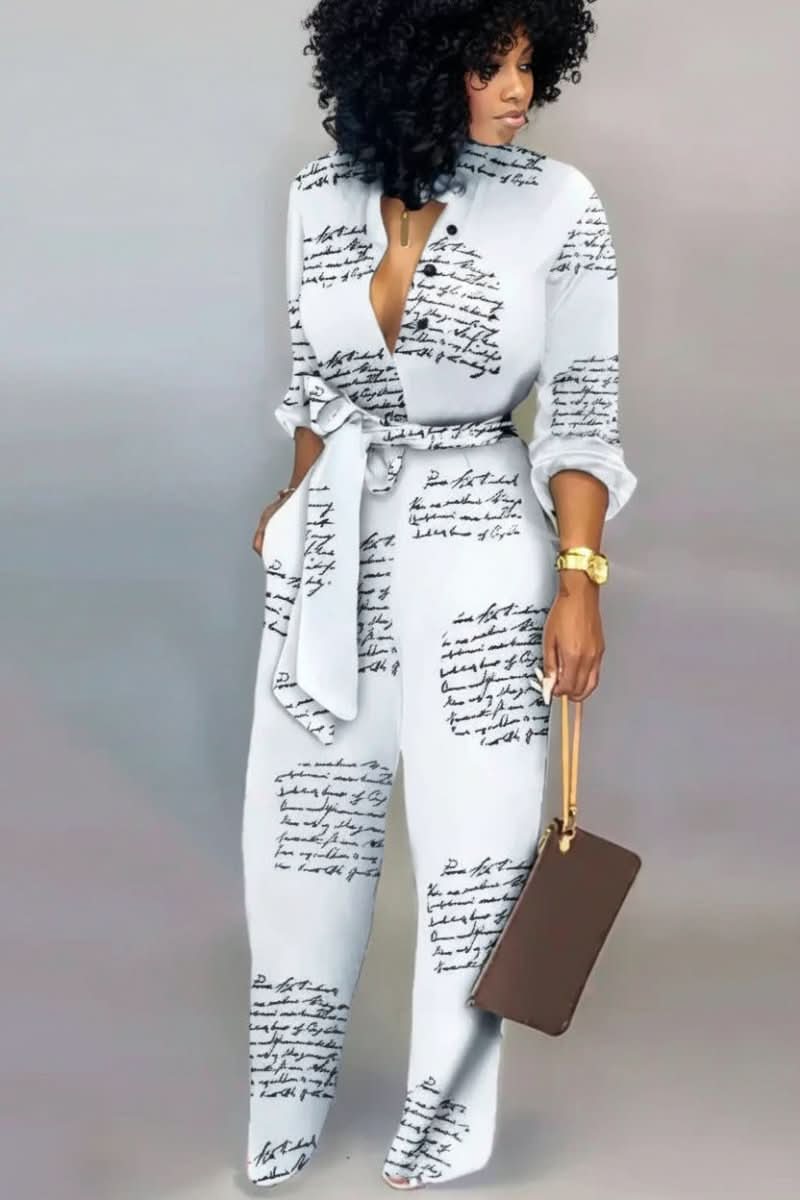 Elegant women's V-neck jumpsuit, a versatile one-piece outfit for chic casual wear, travel, or stylish spring fashion.