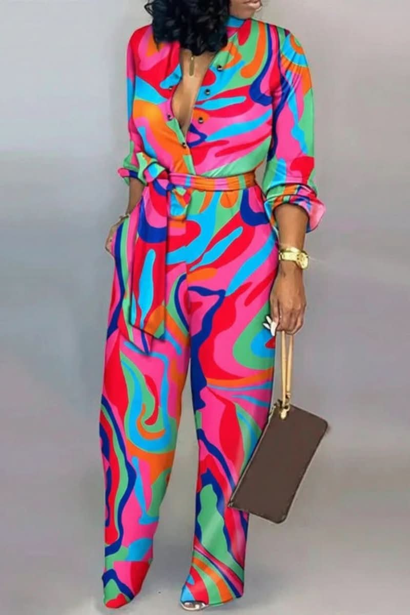 Chic women's V-neck one-piece jumpsuit, perfect for an effortless, comfortable, and stylish summer or spring outfit.
