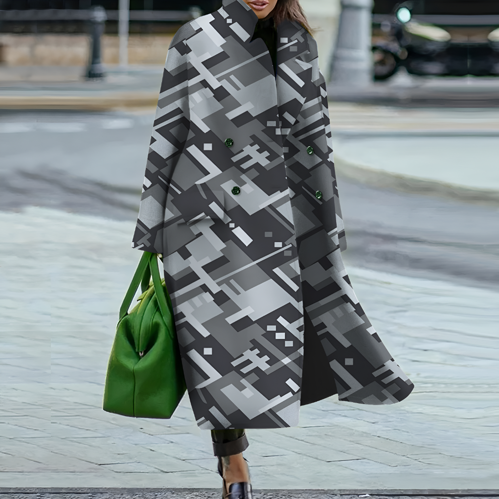 Women's stylish waterproof long rain coat, offering complete protection with button front.
