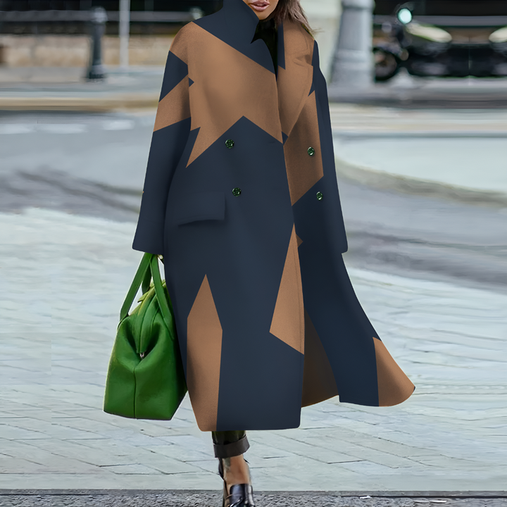 Durable women's waterproof long coat with classic button-front design for rainy days.