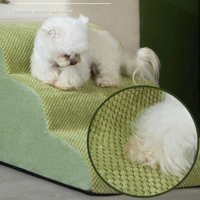 Premium dog stairs with durable, non-slip design for joint support & effortless pet access to furniture.