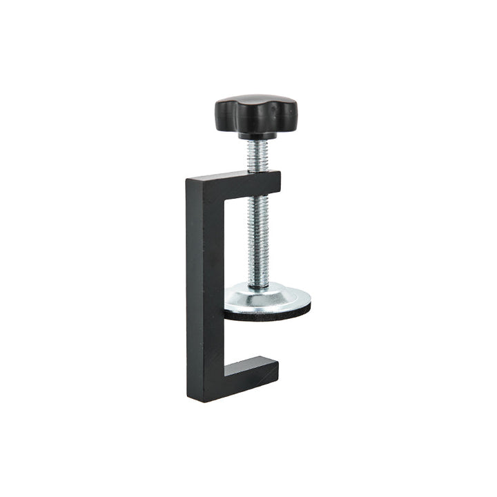 Innovative T-Track Clamp designed for efficient hold down in drill press operations, woodworking.