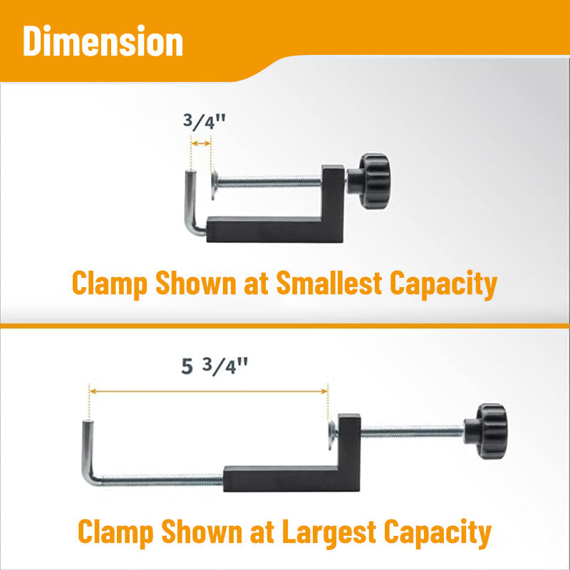 Woodworking T-Track Clamp mounted on a workbench, ideal for router table and drill press.
