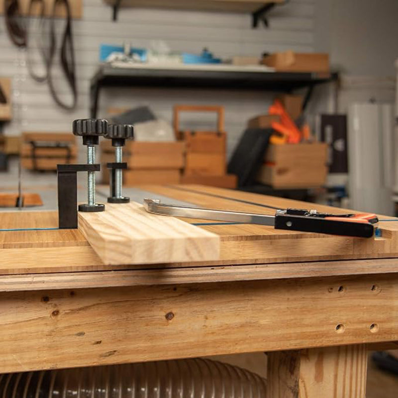 Ergonomic T-Track Woodworking Clamp for quick and secure material fastening, carpentry ready.