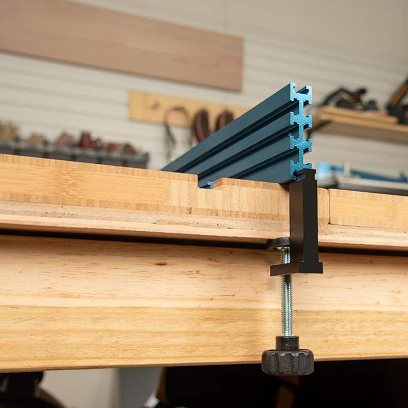 T-Track Clamp providing firm hold for woodworking projects, a must-have workshop accessory.