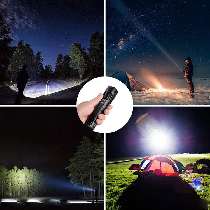 Emergency tactical flashlight, high lumen and waterproof for reliable outdoor use