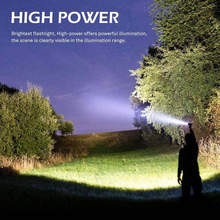 Portable tactical flashlight with white laser, powerful illumination for camping and outdoor use