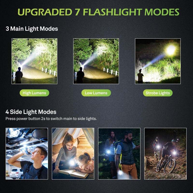 Tactical flashlight showcasing its intense white laser, perfect for low-light conditions