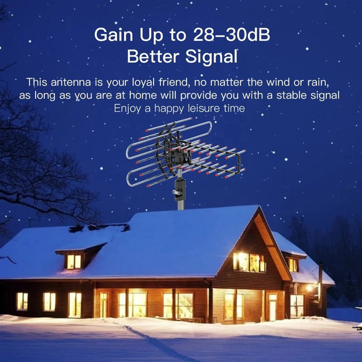 Durable TavvitaImp008 weatherproof outdoor TV antenna, ensuring crystal-clear dual-band HDTV with 360° rotation.