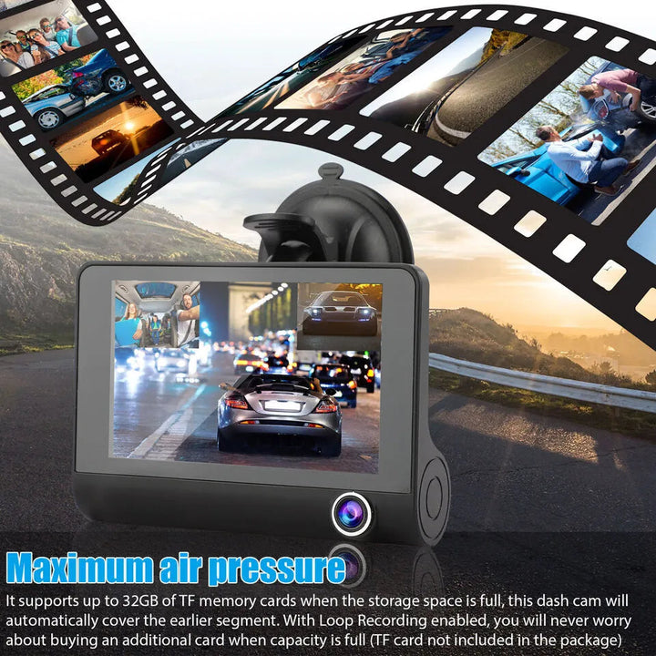 HD Dual Lens Dash Camera TavvitaImp009 with night vision, G-sensor & parking monitor for complete car security.