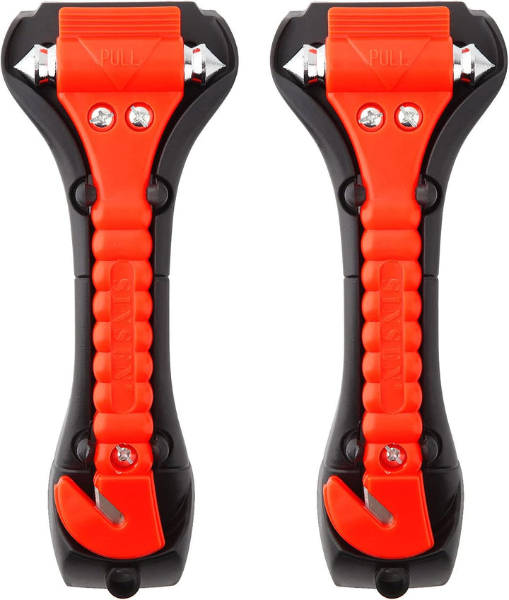 TavvitaImp014 Car Safety Hammer & Seatbelt Cutter 2-Pack. Essential auto emergency tool for vehicle escape.