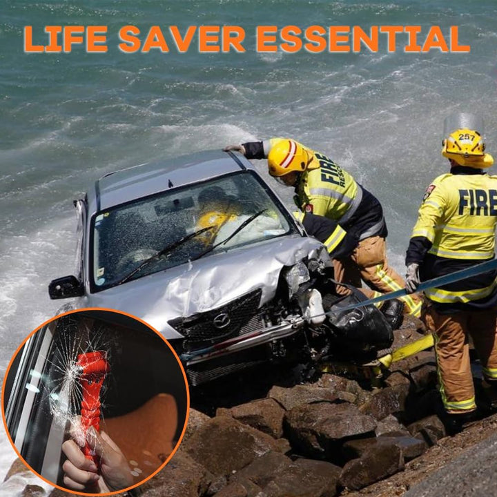 Essential car safety hammer and seatbelt cutter, a must-have vehicle accessory for every driver's peace of mind.