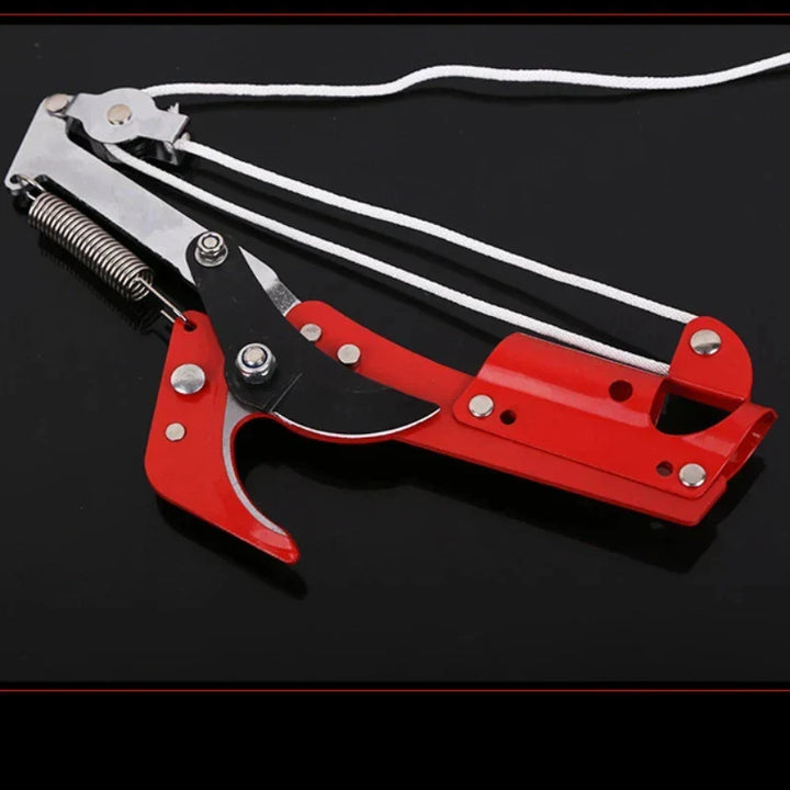 Long reach telescopic pole pruner for safe and effective high branch tree pruning, essential garden tool.