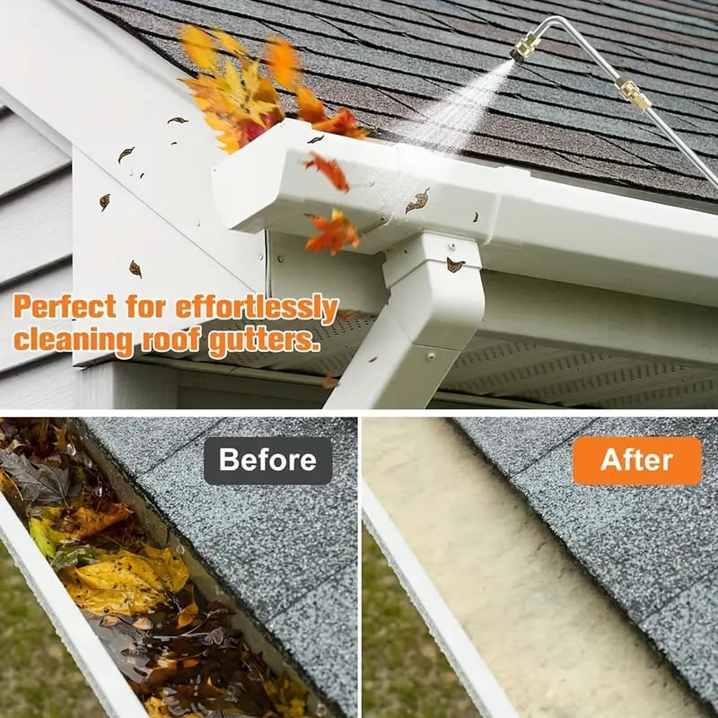 Heavy-duty stainless steel & brass telescoping pressure washer wand for durable roof & gutter cleaning.