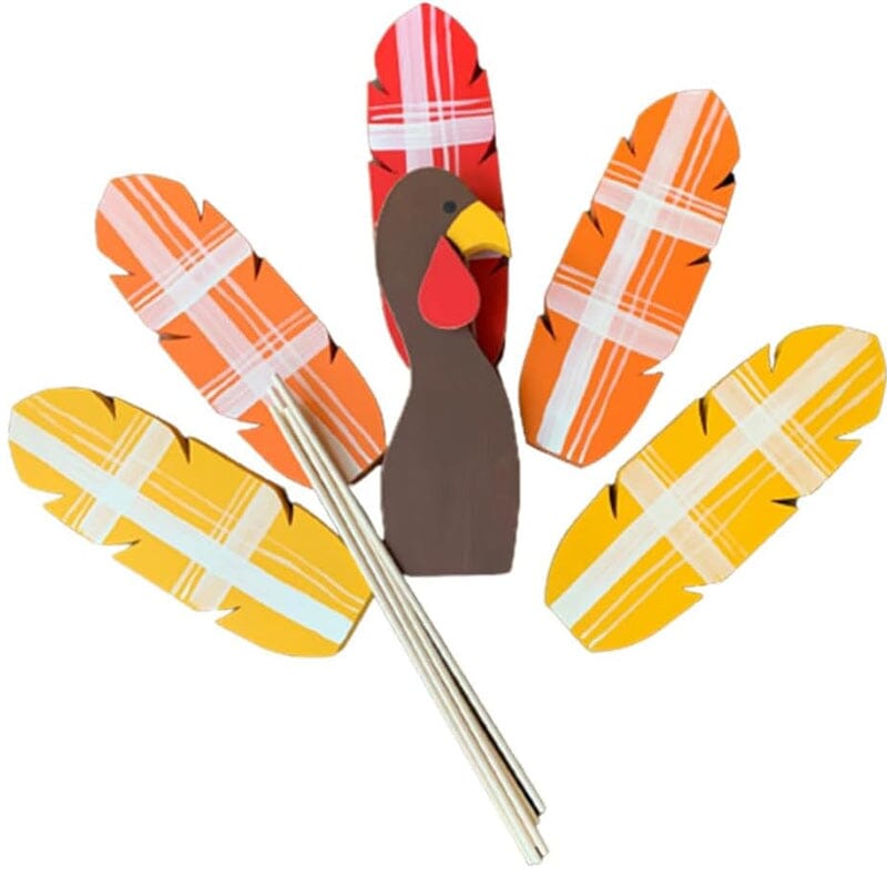 Decorative turkey garden stake for fall, bringing seasonal charm to outdoor planters