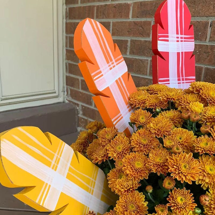 Hand-painted Thanksgiving turkey garden stake, a unique rustic accent for fall