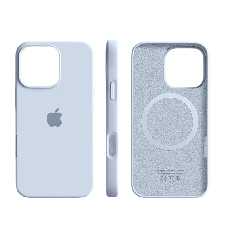 Sleek, thin silicone iPhone case, MagSafe ready, provides essential phone protection.