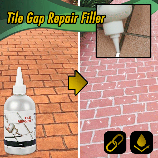 A hand applying Tile Gap Repair Filler & Sealer to a kitchen tile gap for home improvement.
