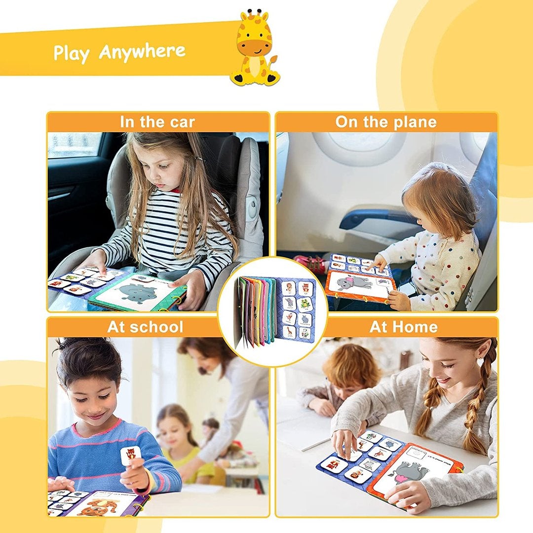 Toddler learning book with various textures and fasteners, designed to enhance practical life skills.