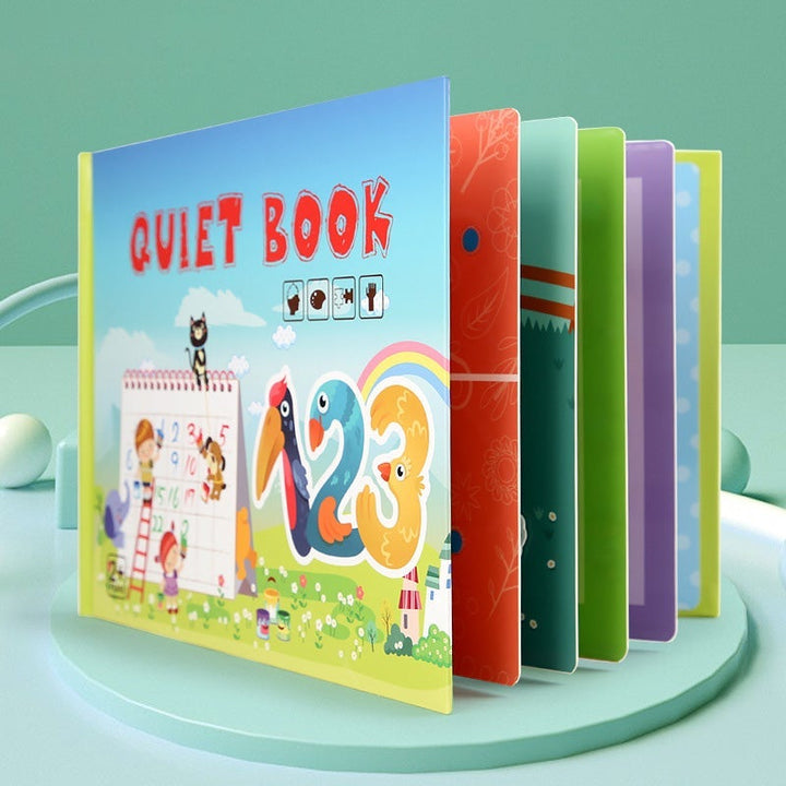 Educational busy book for early learners with bright, tactile elements enhancing cognitive development.