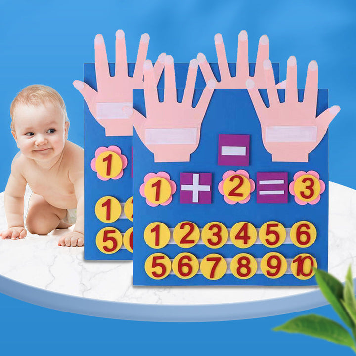 Preschool sensory learning toy, felt numbers and fingers for interactive math education