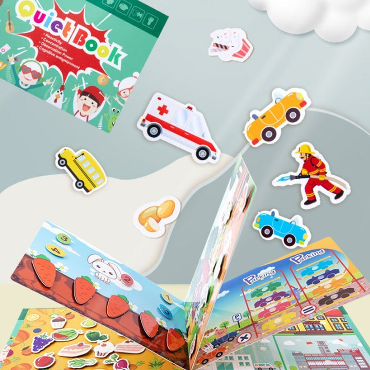 Busy Book for kids with bright illustrations, aiding in recognition, matching, and early education