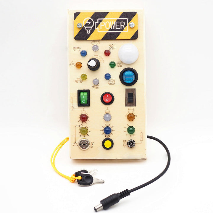 A child's perspective of playing with an LED Montessori Busy Board