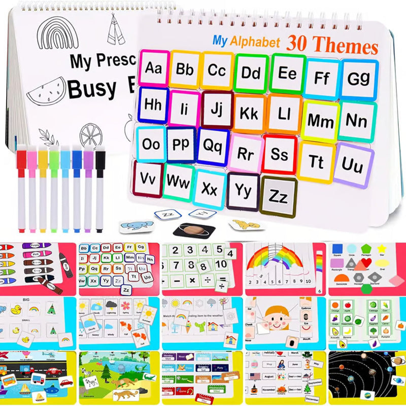 Toddler preschool busy book with colorful matching activities for early education and cognitive skill development