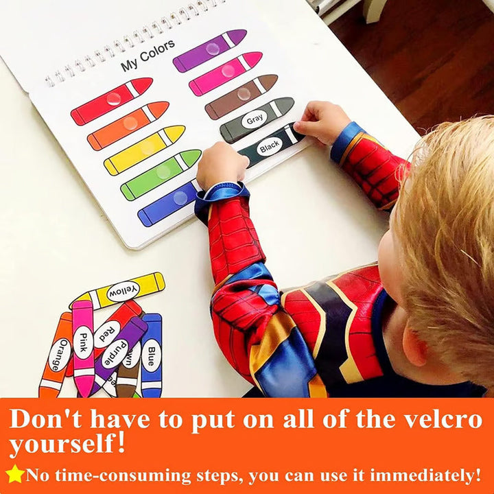 Gift idea for toddlers: busy book demonstrating number and letter recognition tasks for early learning