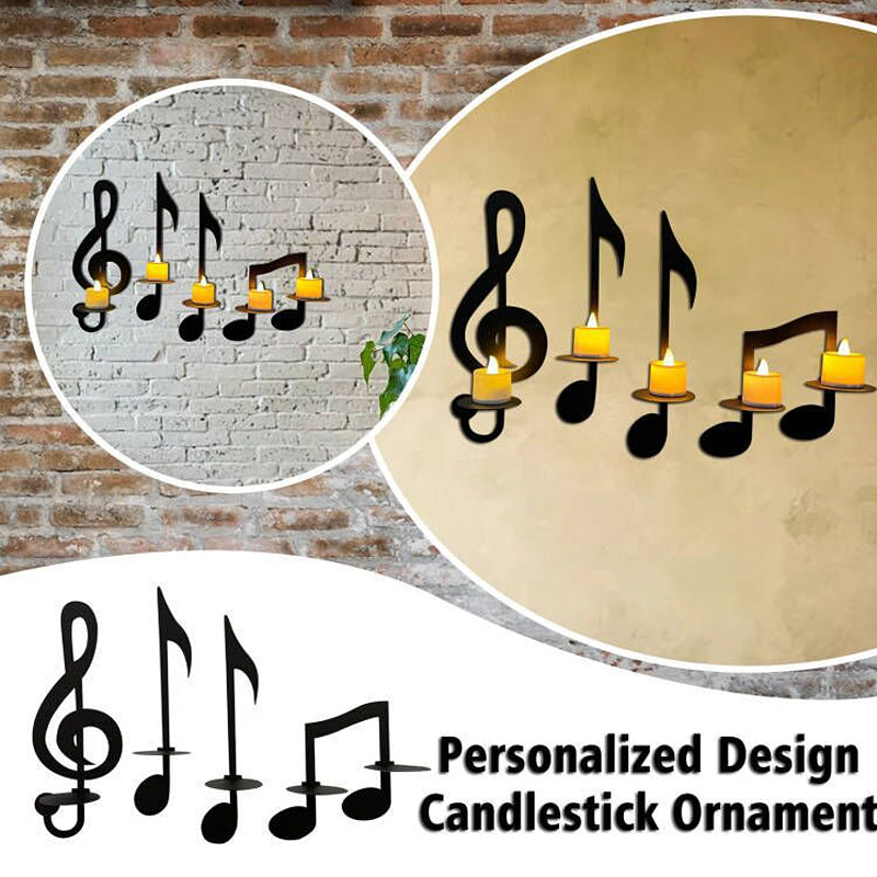 Unique music note-themed metal candle holder for wall mounting, a great home accent gift