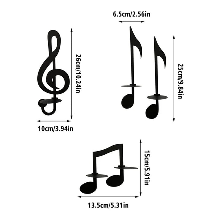 Modern music note metal wall sculpture and candle holder, suitable for any interior design