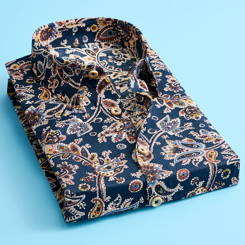 New men's trendy floral shirt, short sleeve, great for summer casual wear, beach, or vacation. Modern men's style.