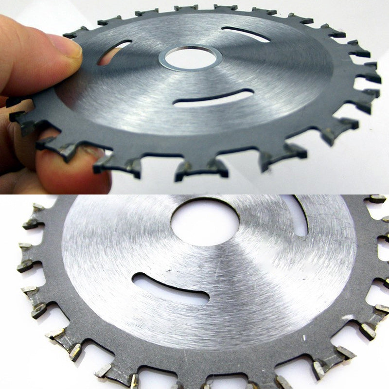 Close-up of a premium carbide circular saw blade, universal fit, for efficient wood cutting