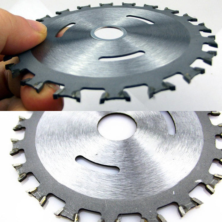 Close-up of a premium carbide circular saw blade, universal fit, for efficient wood cutting