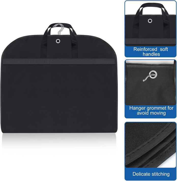 Clear window garment bag, 2-pack, for storing suits, dresses & coats. Waterproof travel luggage accessory.