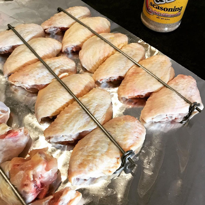 High-quality U-shaped metal bbq skewers, designed to prevent rotation of chicken wings & sausages