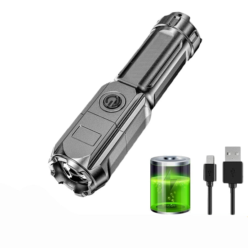 Durable waterproof LED flashlight, 100,000 lumens, perfect for survival, camping & outdoor adventures.