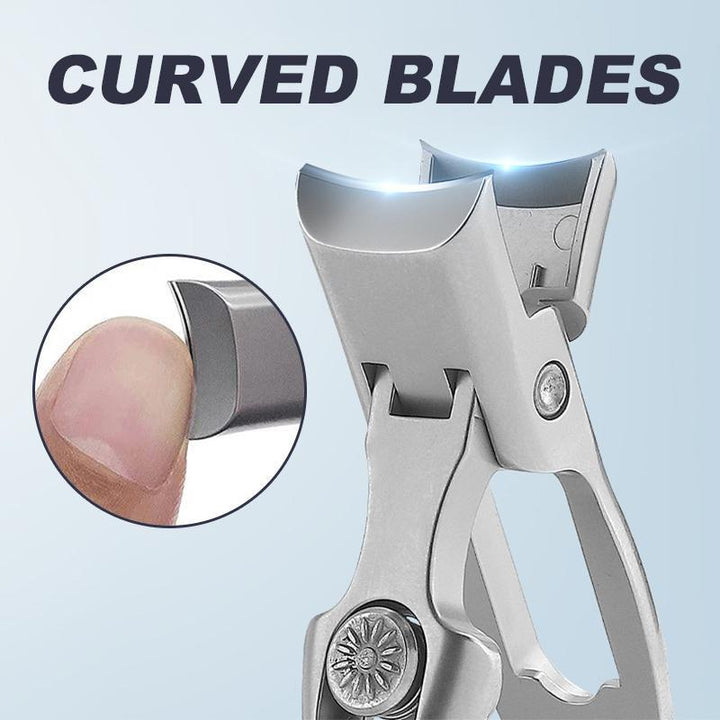 Unisex wide jaw nail clippers, featuring ultra-sharp blades for easily trimming thick nails, essential for hygiene