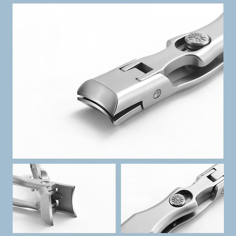 Portable stainless steel nail clippers with a wide jaw, designed to precisely cut thick toenails and fingernails
