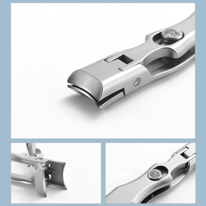 Portable stainless steel nail clippers with a wide jaw, designed to precisely cut thick toenails and fingernails